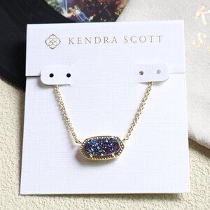 Kendra Scott Elisa Gold Necklace Multicolor Drusy NEW